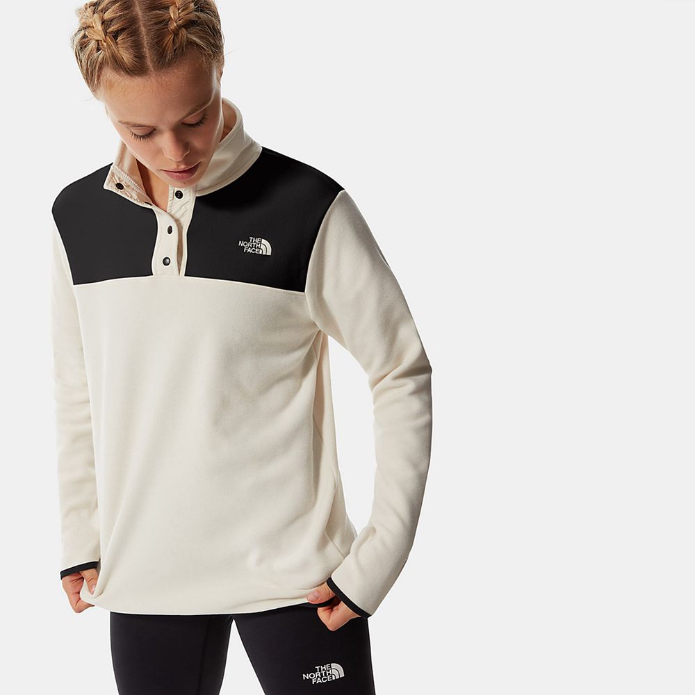 The North Face Fleece Womens Australia - The North Face Tka Glacier Snap-Neck White / Black Hiking (